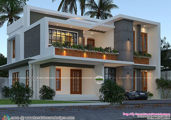 4 bedroom flat roof style house plan