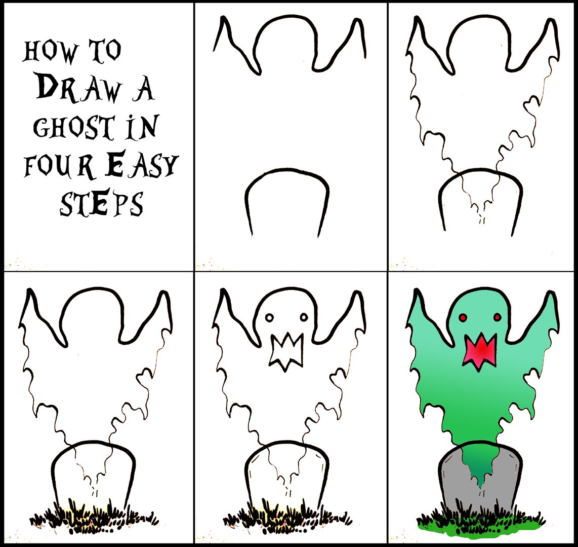 DARYL HOBSON ARTWORK Halloween Art How To Draw A Ghost 4 Steps 