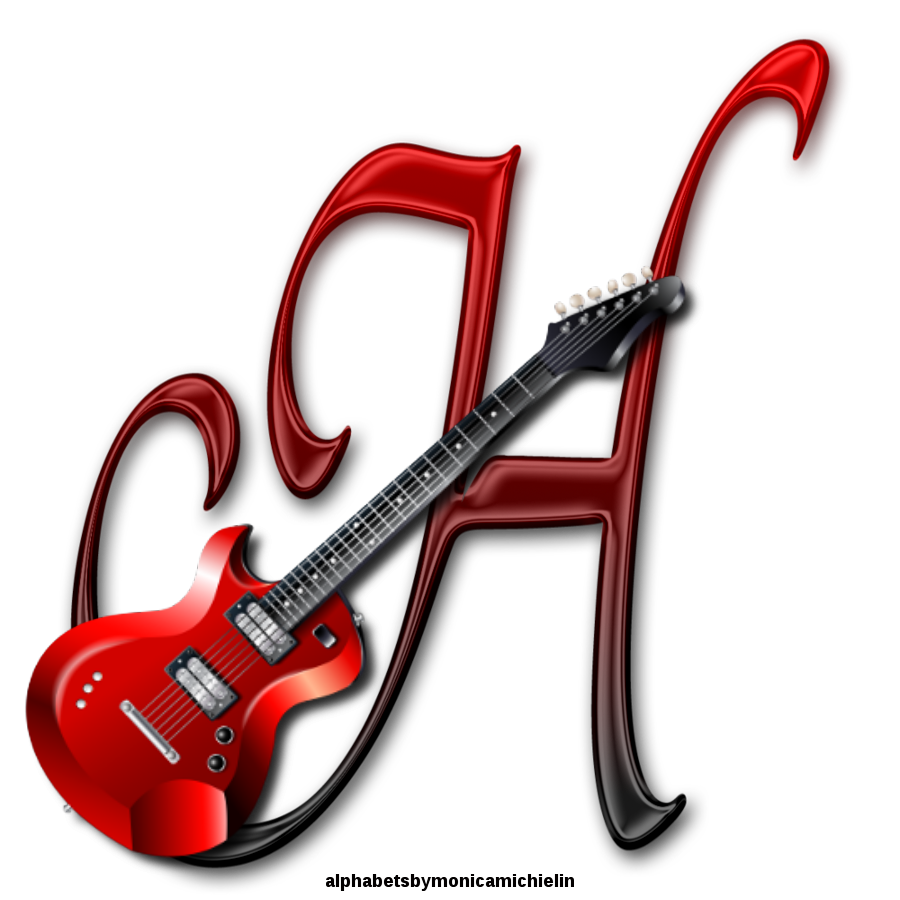 Monica Michielin Alphabets RED GUITAR ALPHABET PNG, ALFABETO GUITARRA VERMELHA PNG