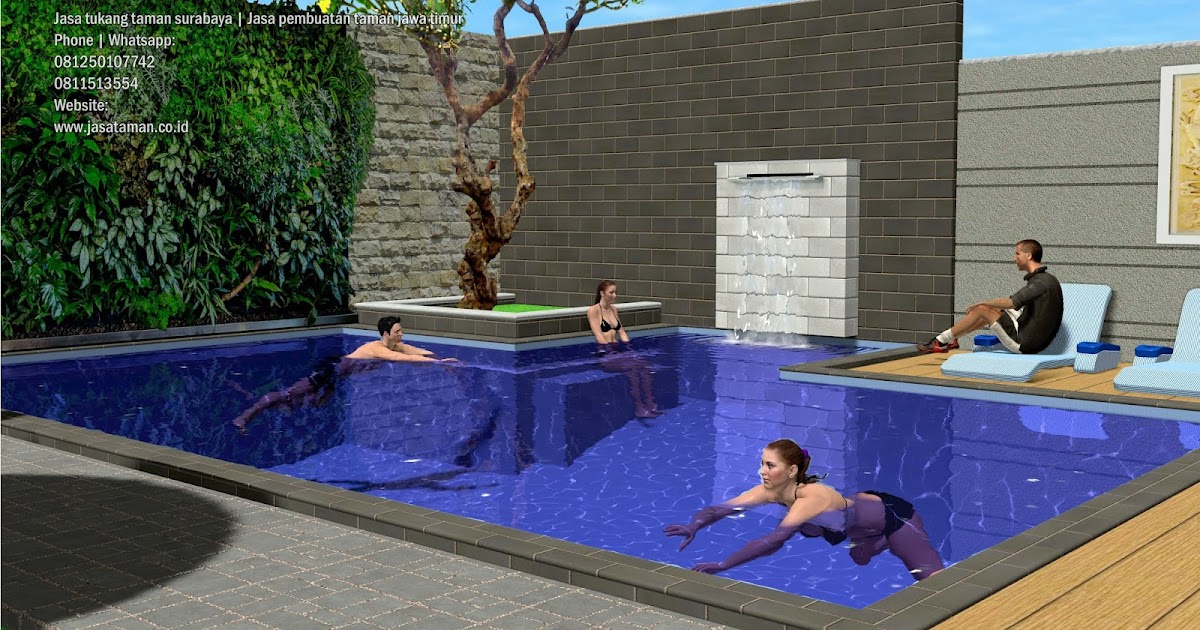 TAMAN DAN KOLAM RENANG BELAKANG RUMAH