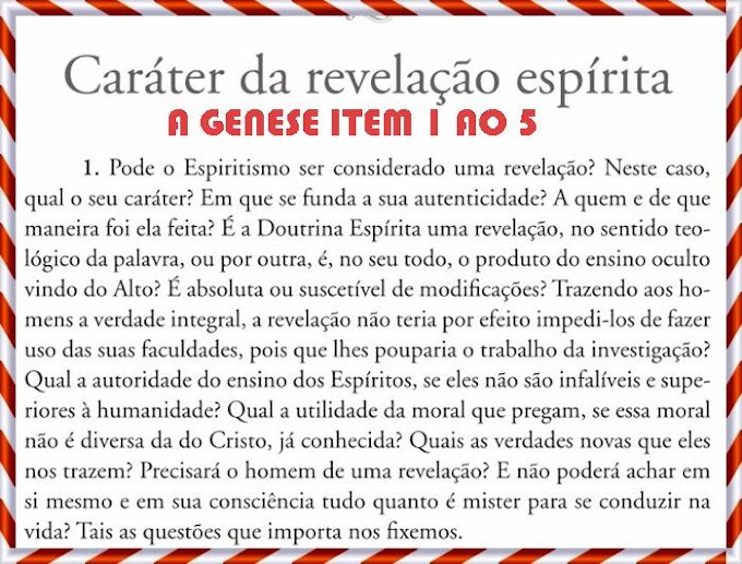 CARATER DA REVELAÇÃO ESPIRITA-A GENESE-I 1 AO 5