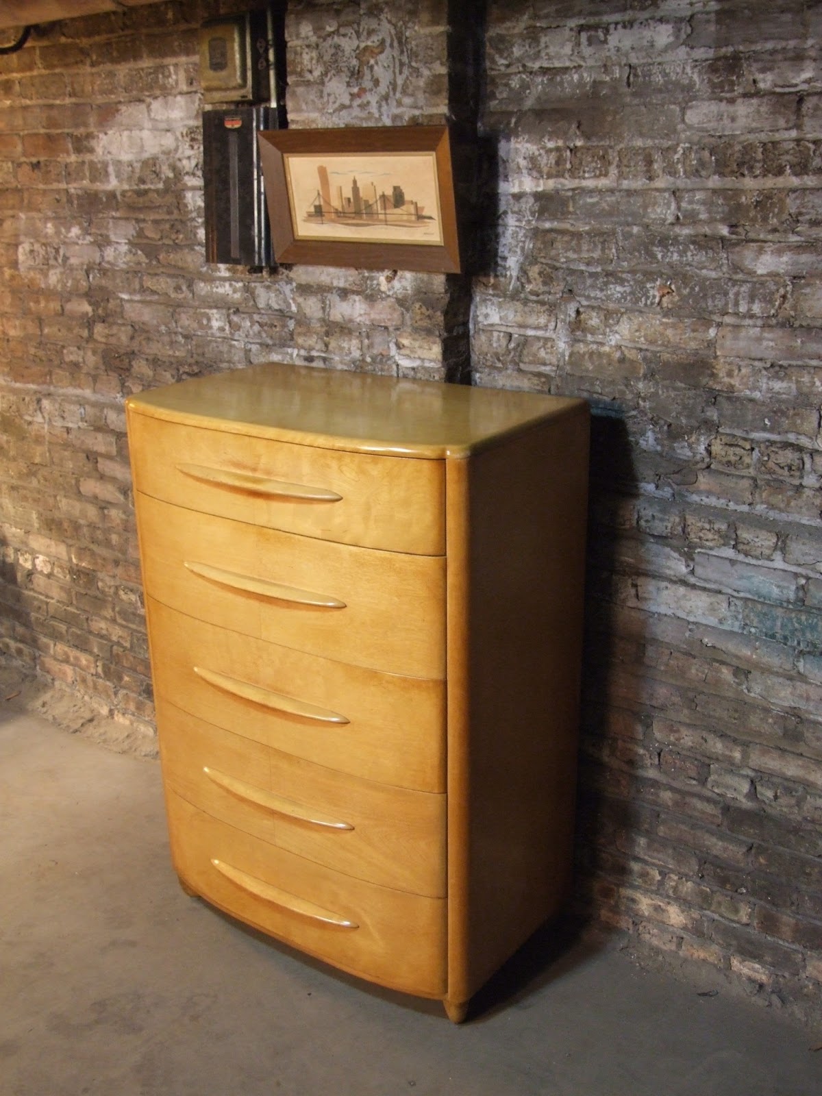 Mid Century Chicago Heywood Wakefield "Plaza" Wheat Highboy Dresser