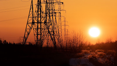 Free Power Line Tower, Sunset, Nature wallpaper