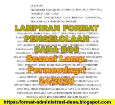 Permendagri 24 Tahun 2020 Tentang Pengelolaan Dana Bos Pada Pemerintah Daerah Format Administrasi Desa