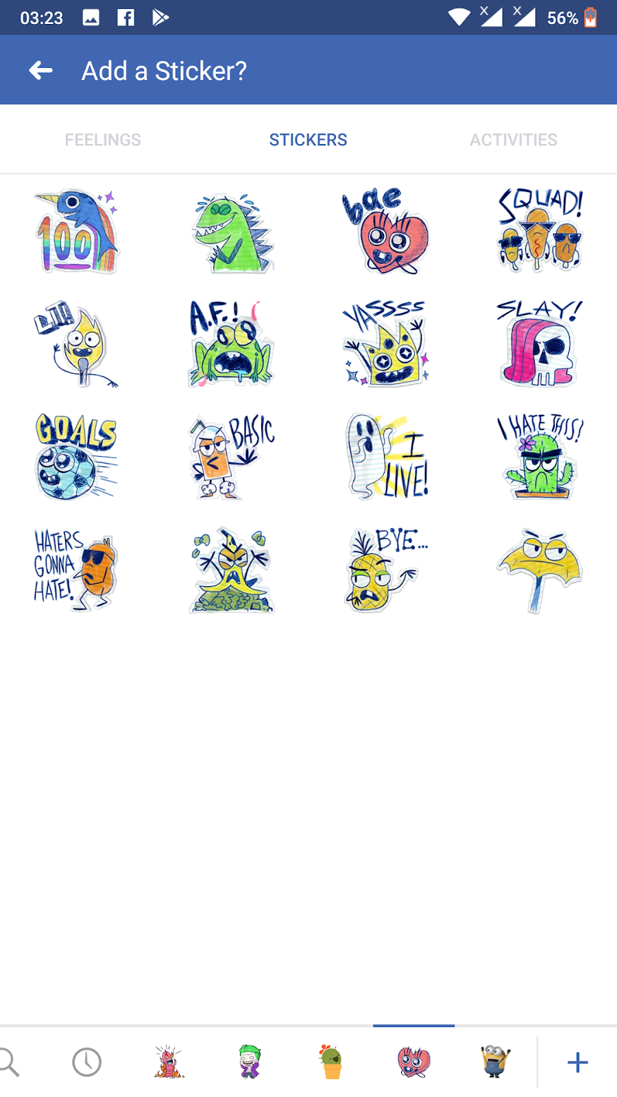 How to add sticker on facebook post?