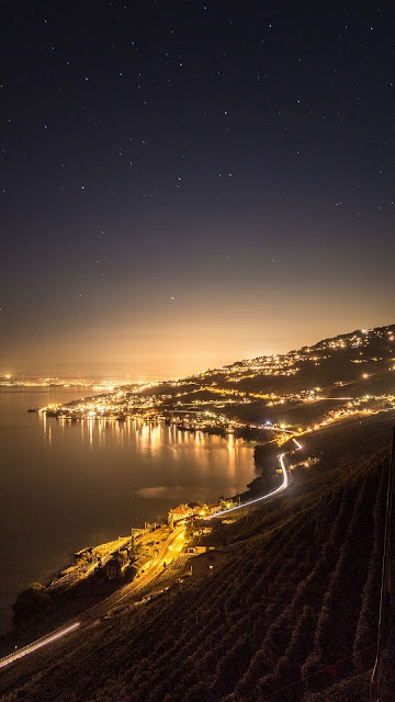 Night, Sea, Coast, City, Lights Night, Sea, Coast, City, Lights