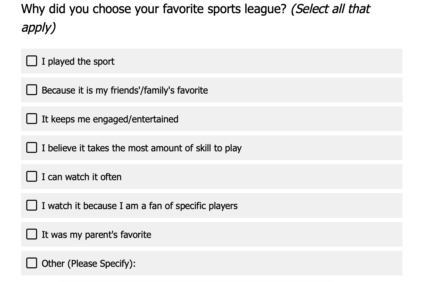 MLB Fan Survey Part 2