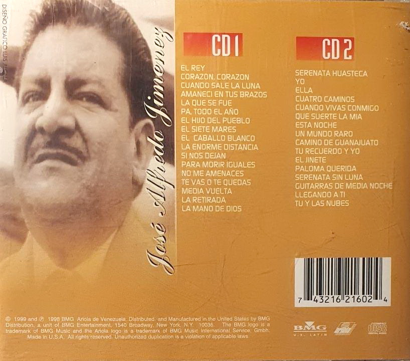 ENTRE MUSICA JOSE ALFREDO JIMENEZ Lo Mejor De Lo Mejor (2 CDs)