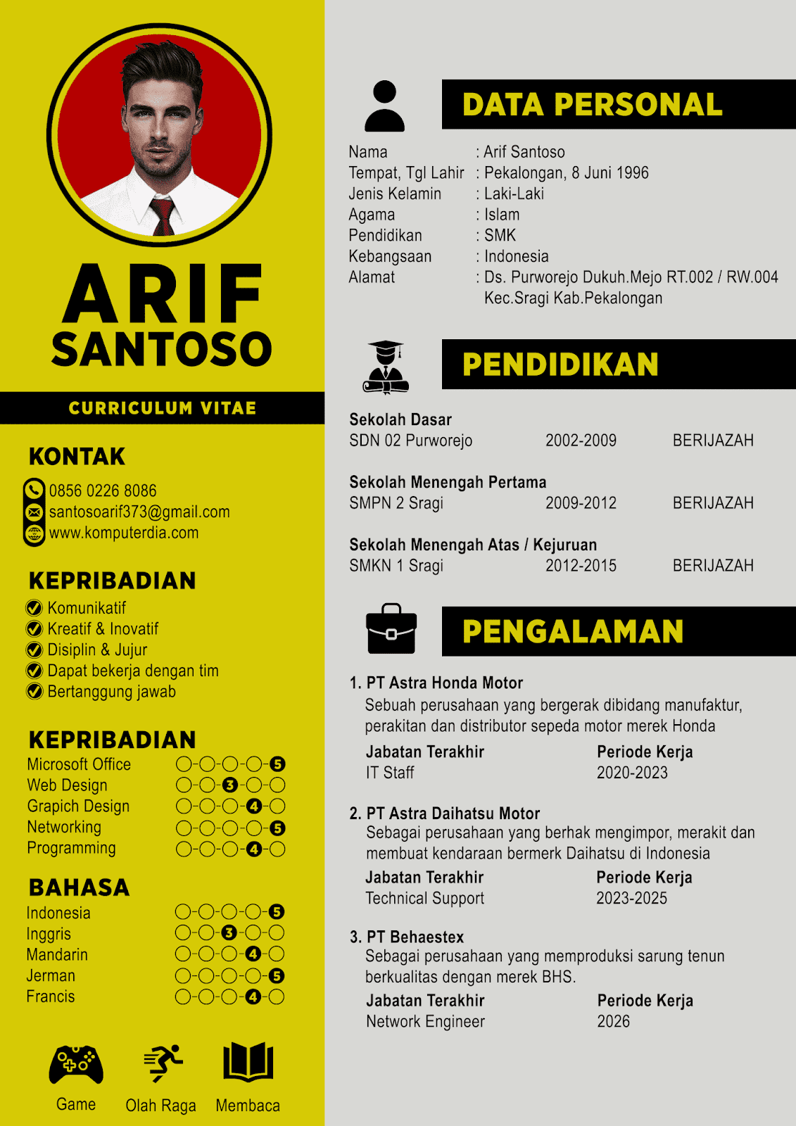 Contoh CV Lamaran Kerja Yang Baik dan Menarik - Design #29 ...
