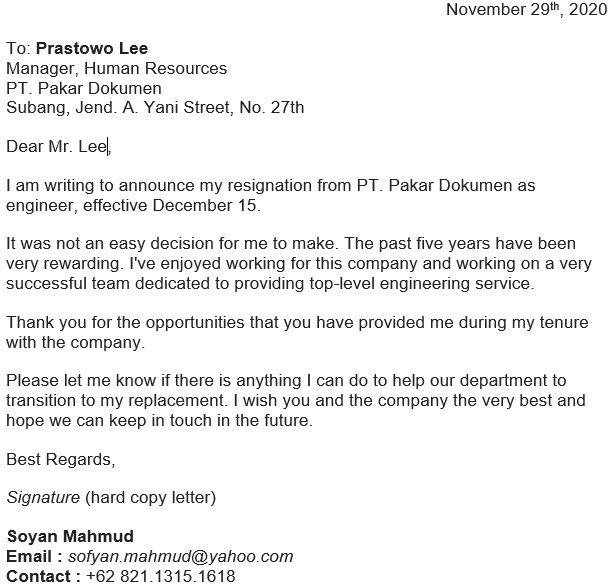 √ Contoh Surat Pengunduran Diri (Bermacam Profesi) Pakar