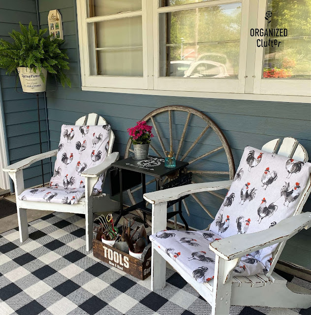 A Summer Covered Patio Decorated With Upcycled Thrift Shop & Garage