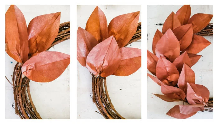 DIY Copper Magnolia Wreath from Paper Bags - DIY Beautify - Creating Beauty  at Home