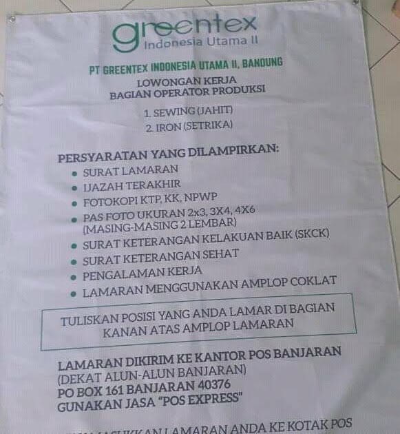 Lowongan Kerja Pt Greentex Indonesia Utama Ii Info Loker Bdg Informasi Lowongan Kerja Bandung Lowongan Kerja Pt Greentex Indonesia Utama Ii Info Loker Bdg Informasi Lowongan Kerja Bandung