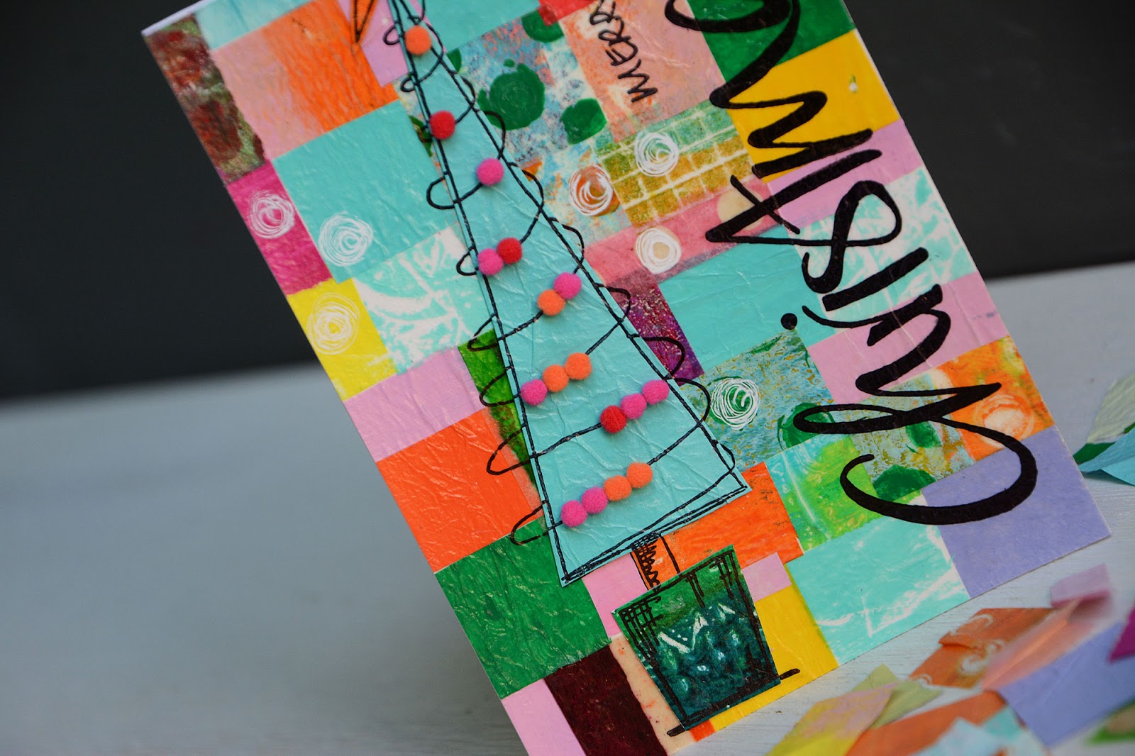 PaperArtsy 2018 19 Tissue Paper Christmas Cards with JoFY {by Anneke