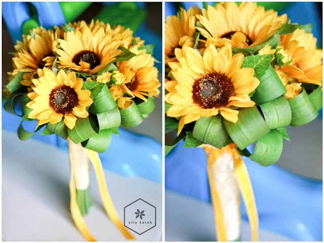 Bright and shiny sunflowers silk flower bouquet by lily sarah