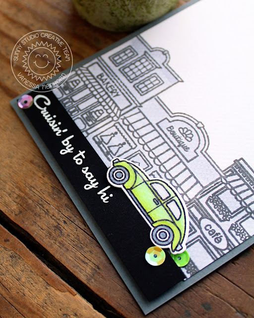 Sunny Studio Stamps: City Streets Masculine Cruisin' By To Say Hi Card by Vanessa Menhorn.