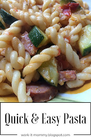 quick and easy pasta with summer vegetables and Italian sausage. This is our family's favorite pasta dish!