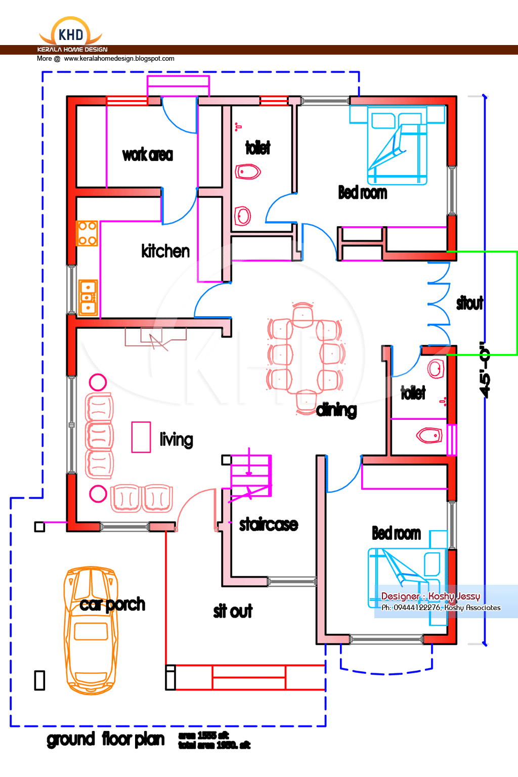 Home plan and elevation 1950 Sq. Ft | home appliance