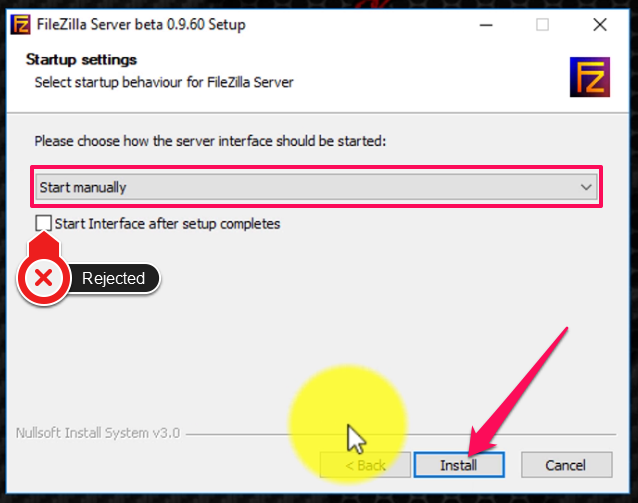 filezilla server setup not saving changes filezilla server setup not saving changes