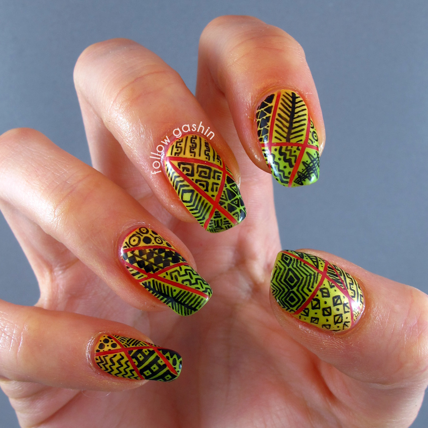 follow gashin: Deconstructed Patterned Mani