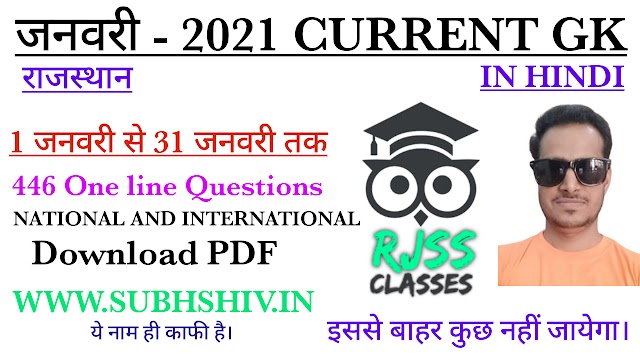जनवरी 2021 Current Affairs हिंदी PDF//Daily Current Affairs hindi PDF//Daily Current GK PDF Free Download 