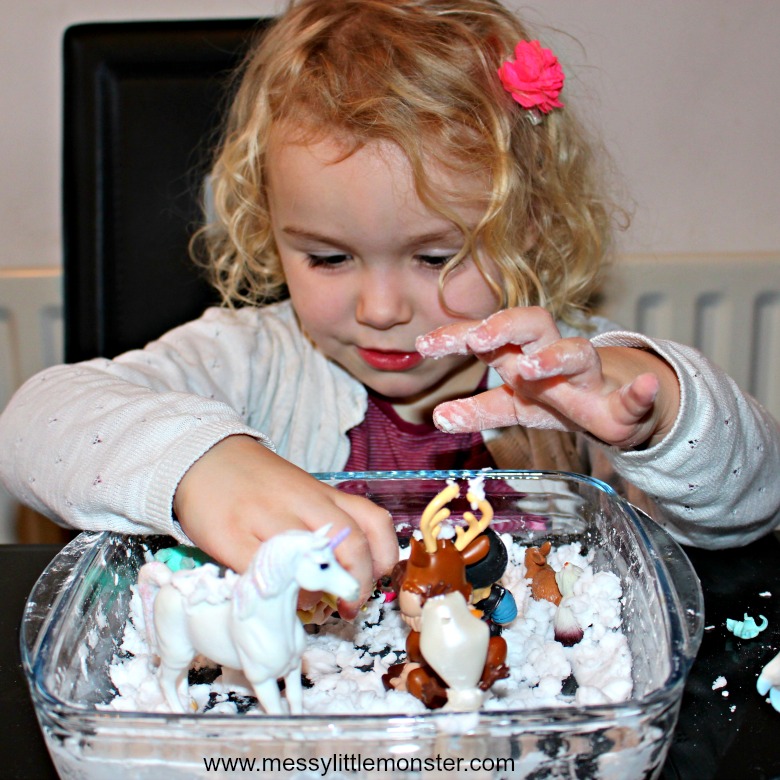 Easy Homemade Fake Snow Recipe Messy Little Monster