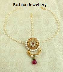 18k Gold Pearl Ruby Jewellery Bridal Matha Patti.