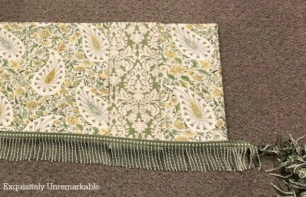 Green Waverly Valance with green and gold colored Trim