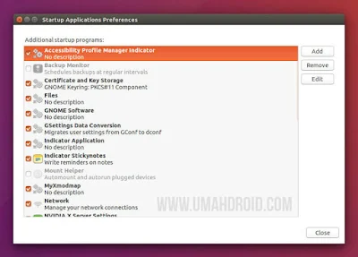 Tampilan Aplikasi Setting Startup Ubuntu