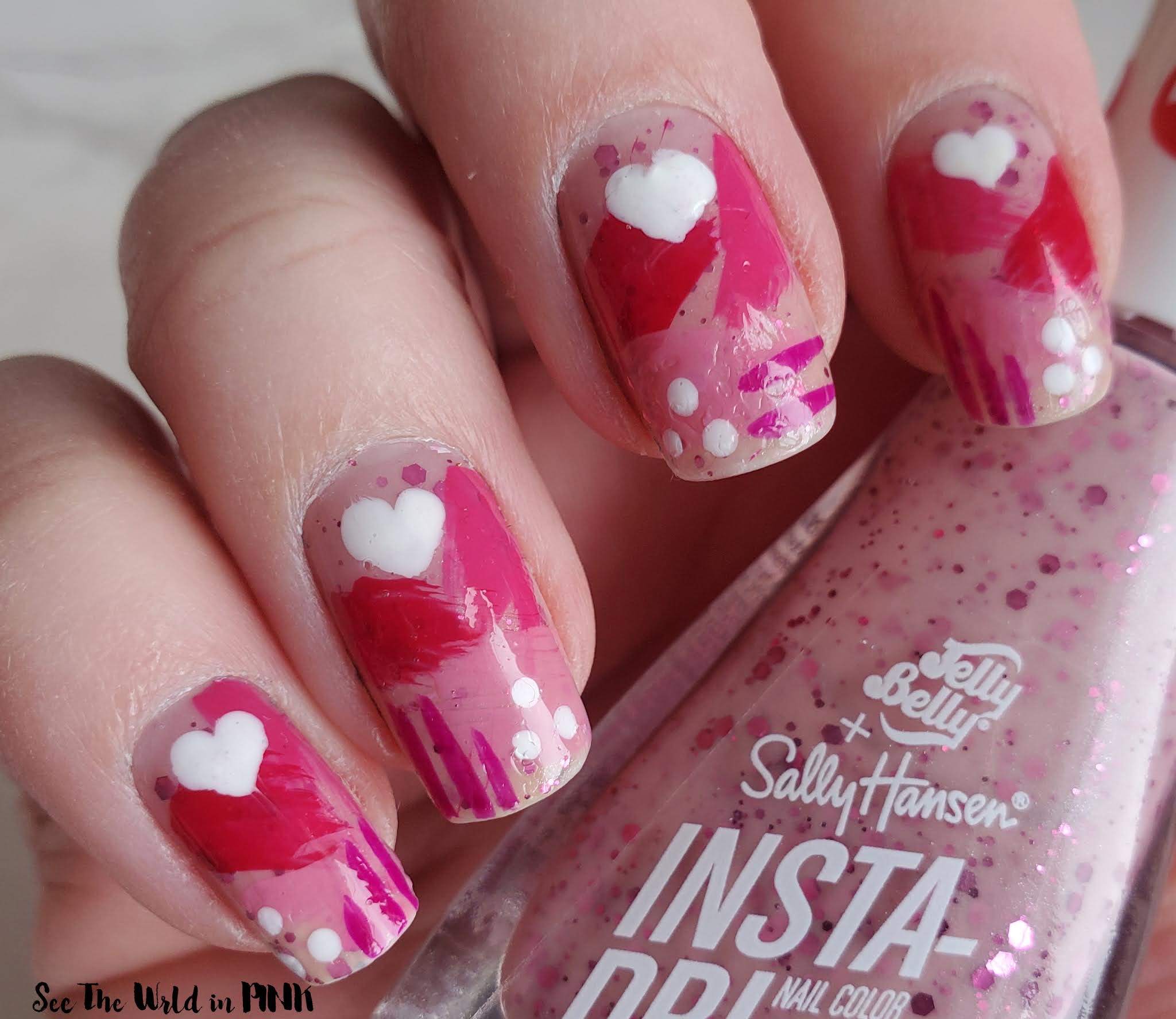 Manicure Monday - Abstract Pink Heart Nails