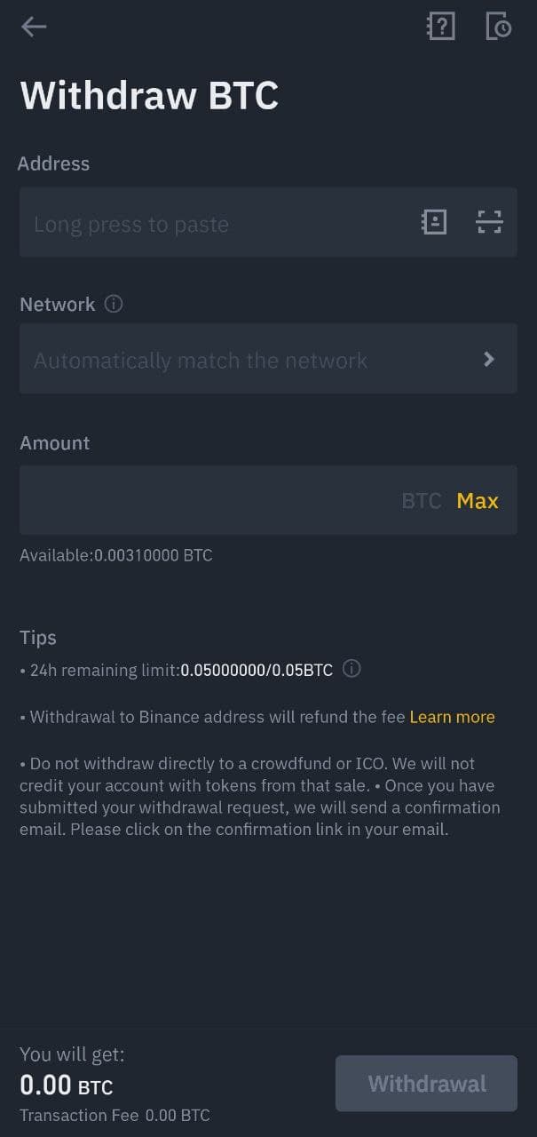 how to send bitcoin from binance