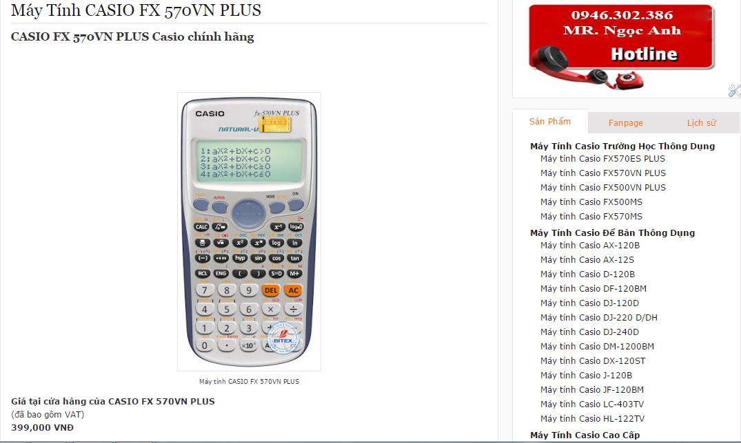 Máy Tính Casio FX570VN Plus Gía Bao Nhiêu Tiền - tinhdauque