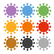 いろいろなコロナウイルスの変異株のイラスト
