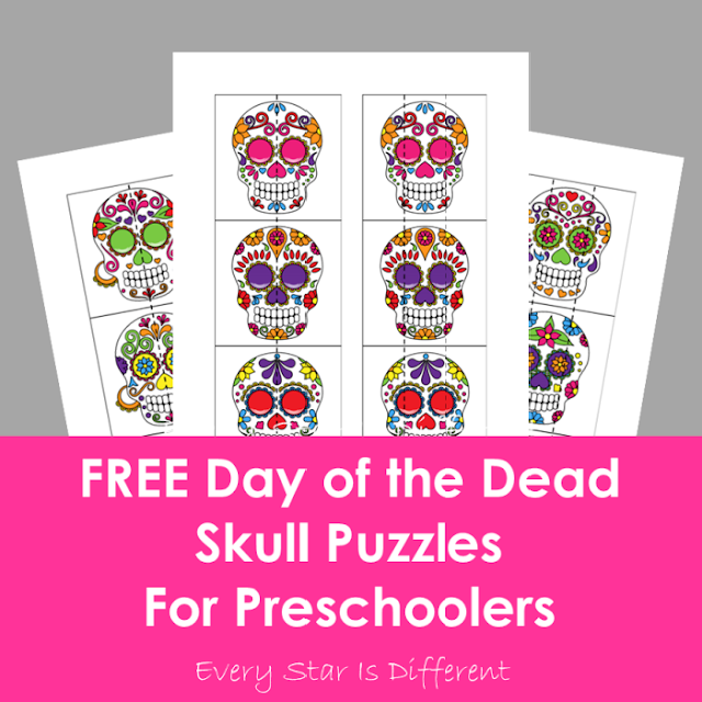 FREE Day of the Dead Skull Puzzles for Preschoolers