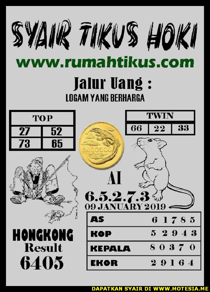 Syair HK Rabu 9 Januari 2019 GOsyair SEDIA KODE SYAIR