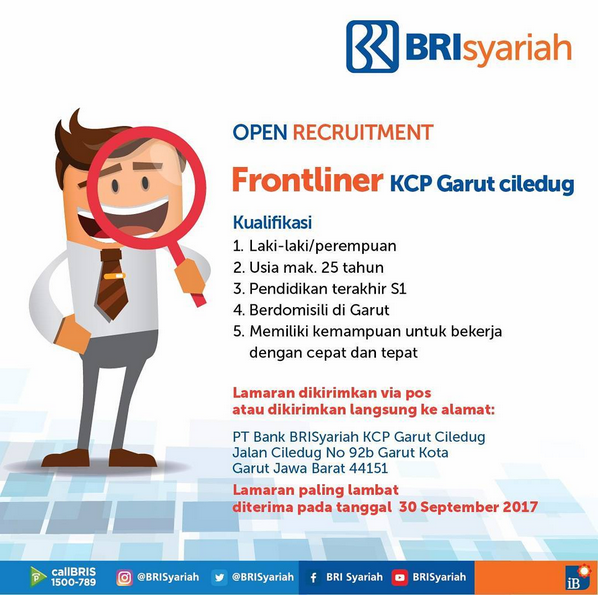 Lowongan Kerja Lowongan Kerja Frontliner Brisyariah Kc Garut Ciledug