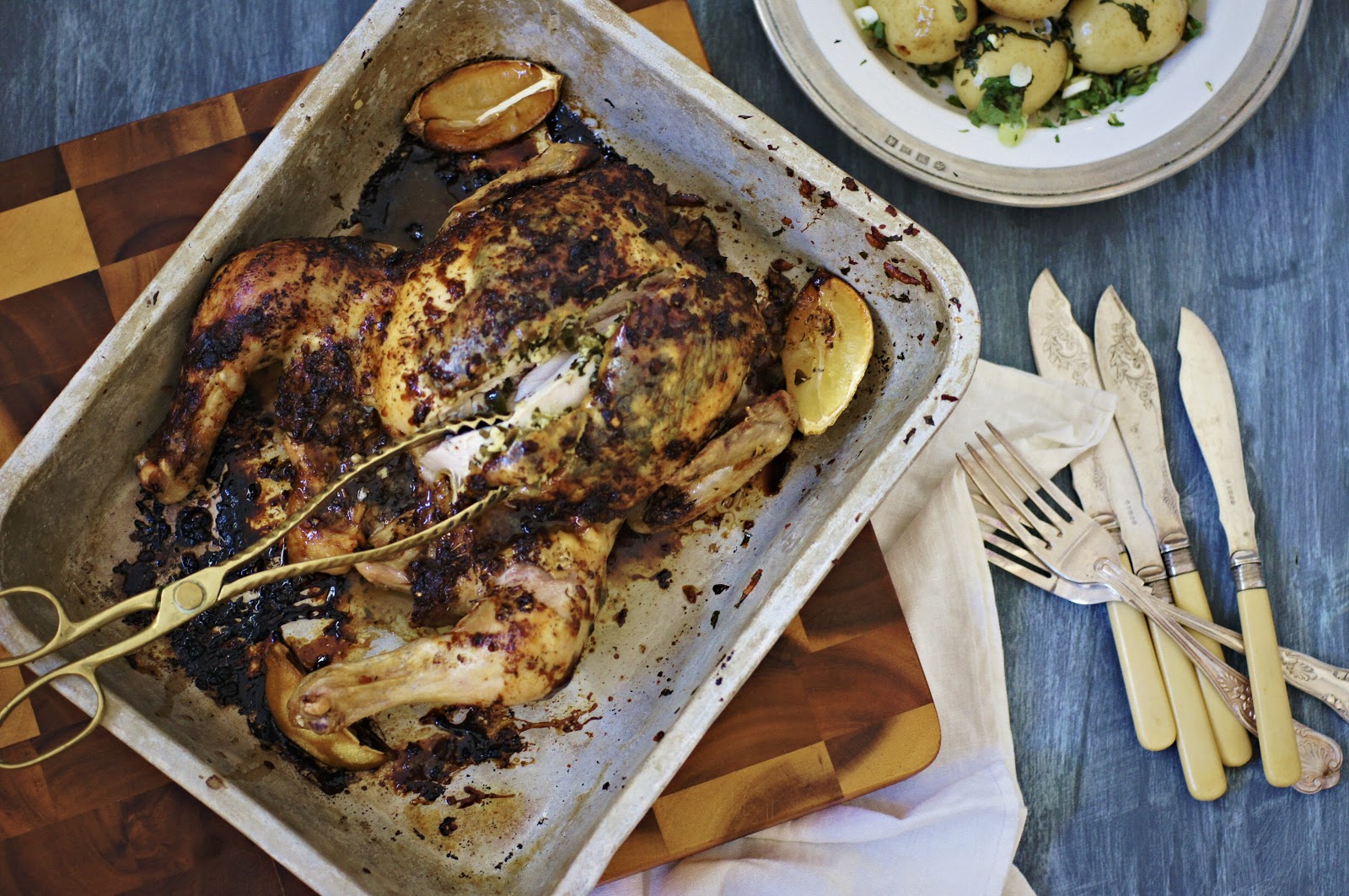 The Other Crumb Haloumi, olive and mint roast chicken with pomegranate molasses drizzle