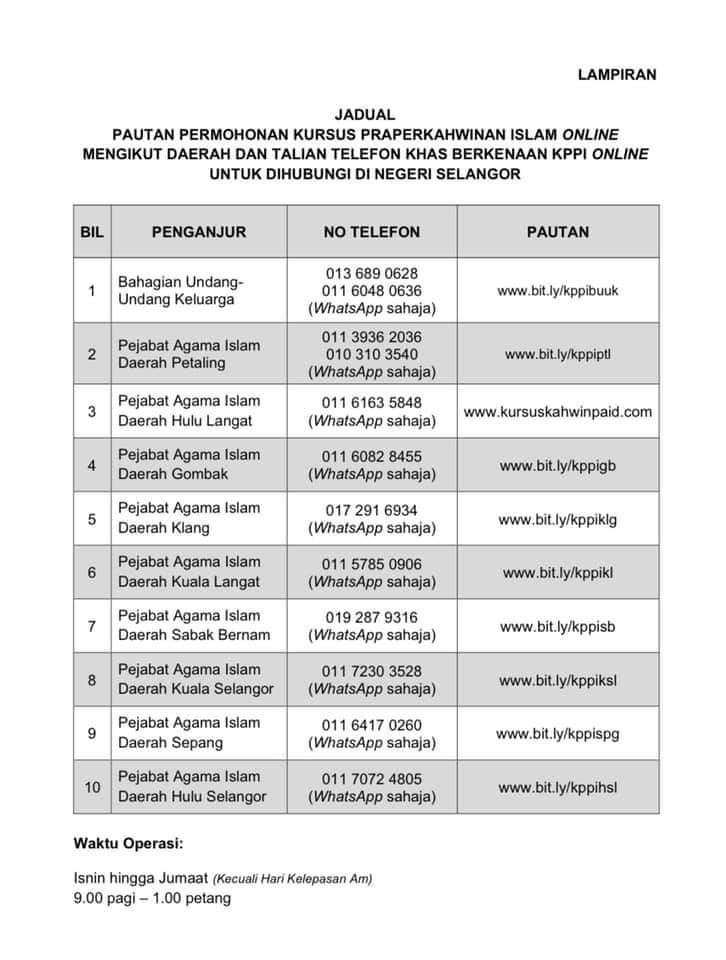 Pahang daftar 2021 kahwin online kursus Kursus Kahwin