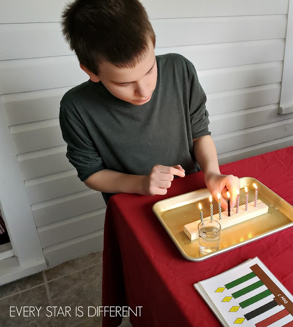 Lit Candles on Kwanzaa Kinara