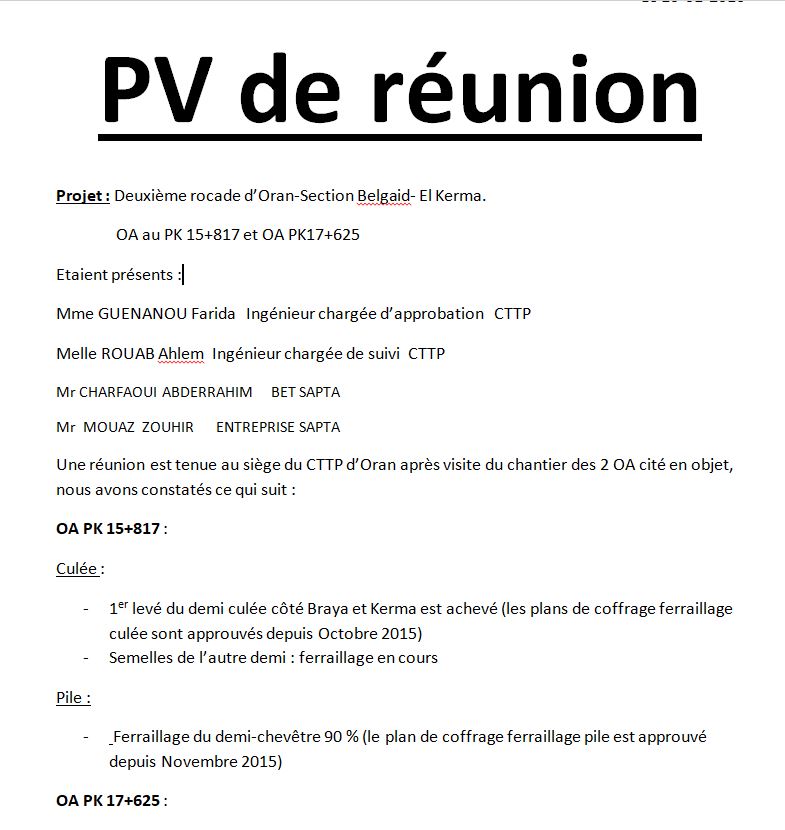 3 exemples de pv de réunions