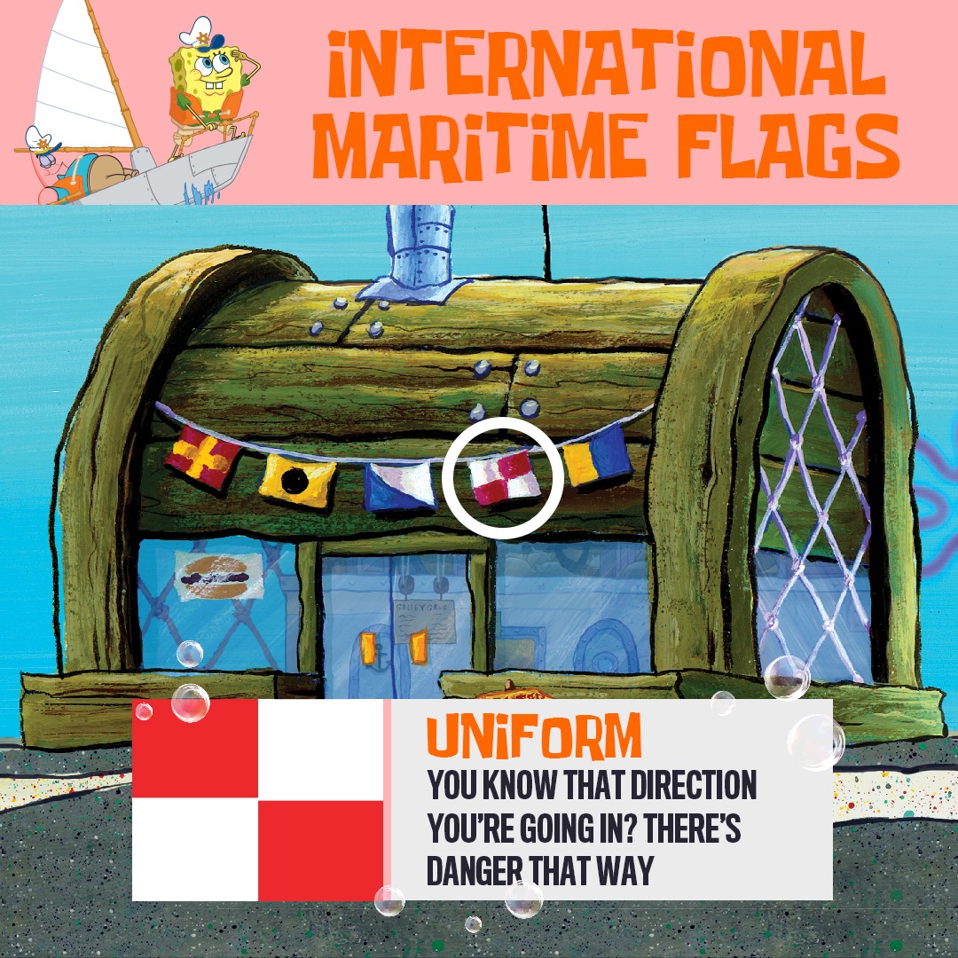 NickALive! What the International Maritime Flags on the Krusty Krab