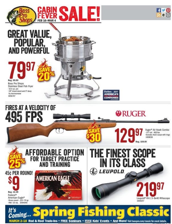pro shops canada flyer february 16 march 4 2018 bass pro shop canada flyer