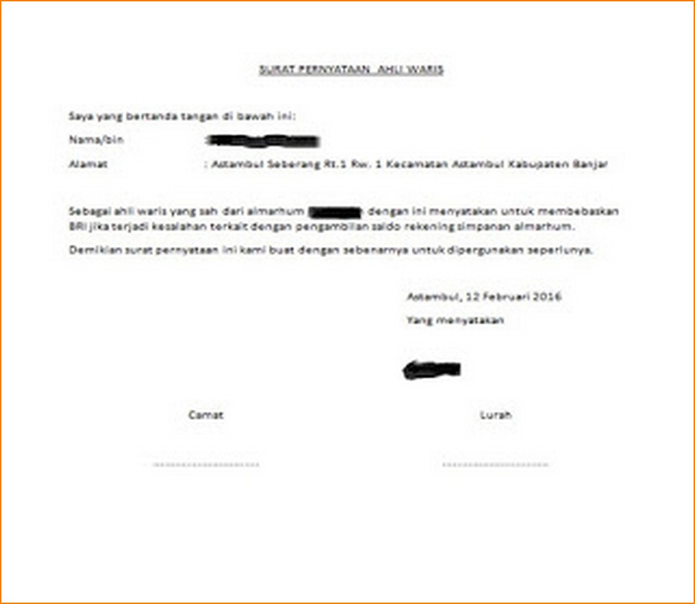 Contoh Surat Kuasa Ahli Waris Bank Bni Contoh Surat
