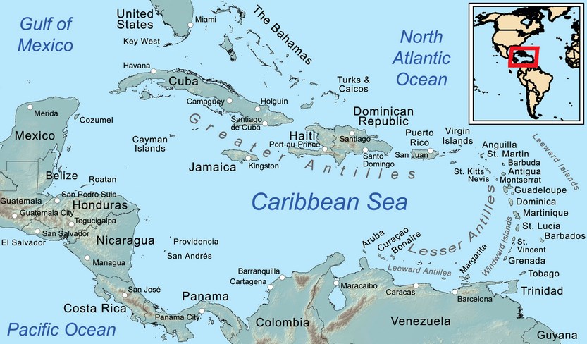 Sejarah dan Fakta Lengkap Mengenai Bajak Laut (Pirates) peta laut Karibia