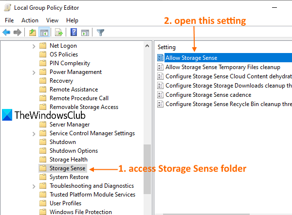 toegang tot Storage Sense-map