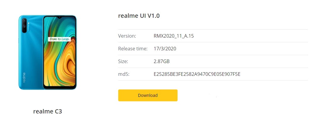 Realme C3 New Update Improves Camera, Optimizes Gyroscope Sensitivity & Much More [RMX2020_11_A.15] - Realme Updates
