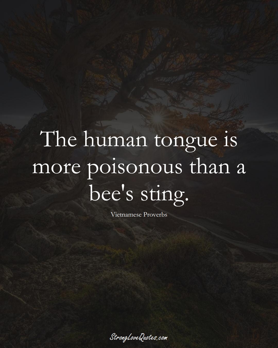 The human tongue is more poisonous than a bee's sting. (Vietnamese Sayings);  #AsianSayings