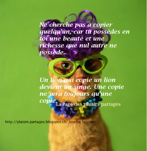La Page des Plaisirs Partagés Ne copie personne, sois toimême