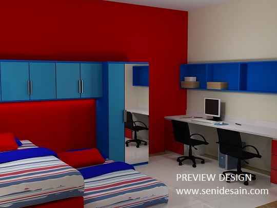 Jasa Gambar Desain 2d 3d Murah Berpengalaman Desain Kamar Tidur Cowok Nuansa Merah Biru Barcelona