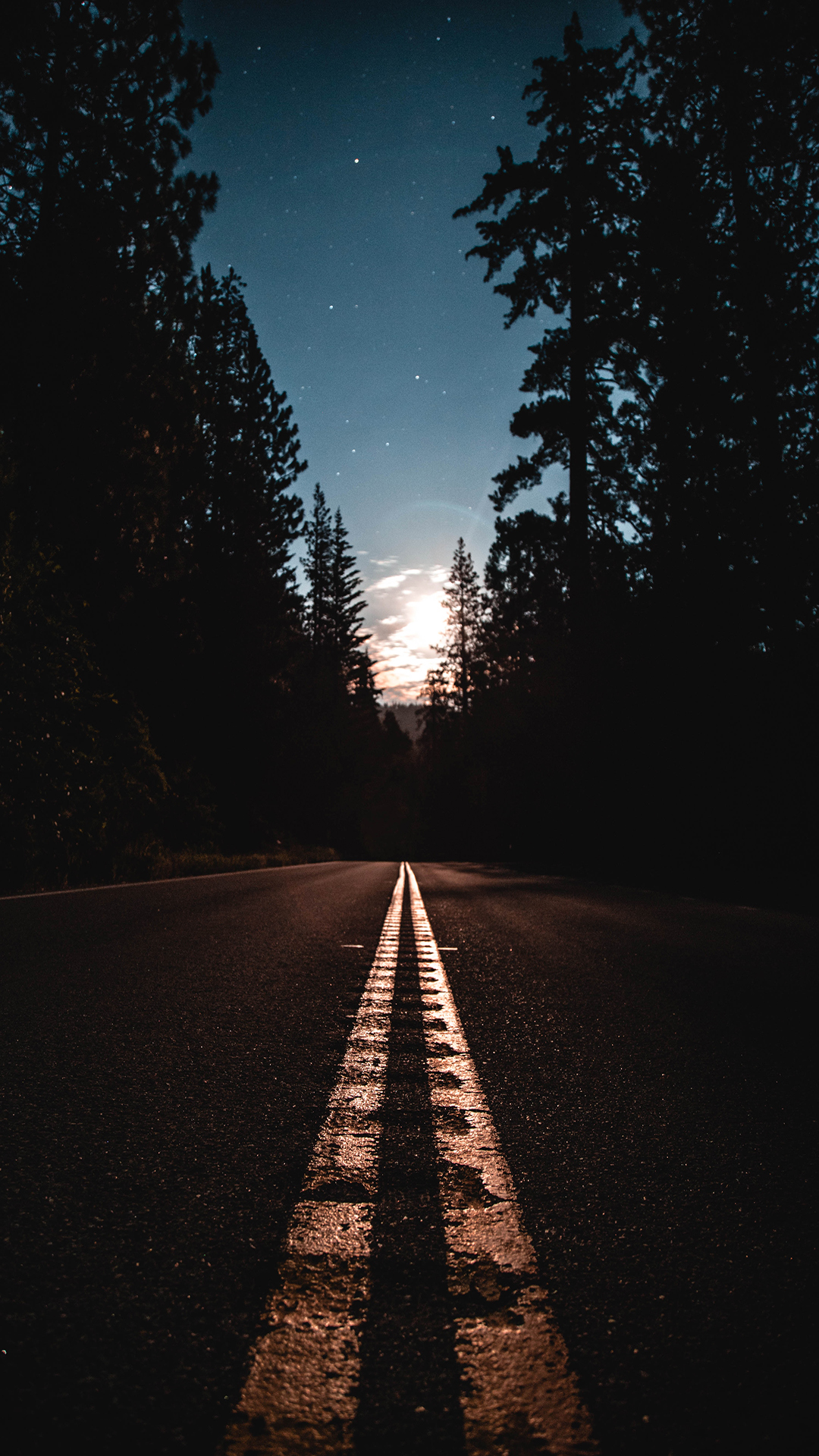 Starry Night Road Iphone Wallpaper